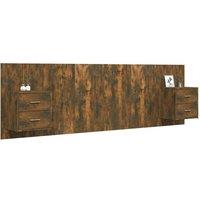 Berkfield Home Classic Bed Headboard with Cabinets Smoked Oak Engineered Wood in Brown