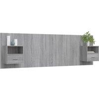 Berkfield Home Classic Bed Headboard with Cabinets Grey Sonoma Engineered Wood