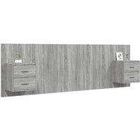 Berkfield Home Classic Bed Headboard with Cabinets Grey Sonoma Engineered Wood