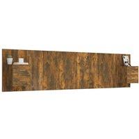 Berkfield Home Classic Bed Headboard with Cabinets Smoked Oak Engineered Wood in Brown