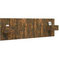 Berkfield Home Classic Bed Headboard with Cabinets Smoked Oak Engineered Wood in Brown