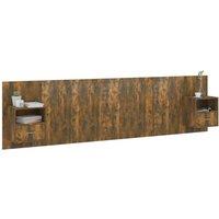 Berkfield Home Classic Bed Headboard with Cabinets Smoked Oak Engineered Wood in Brown