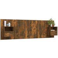 Berkfield Home Classic Bed Headboard with Cabinets Smoked Oak Engineered Wood in Brown