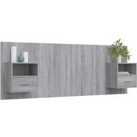 Berkfield Home Classic Bed Headboard with Cabinets Grey Sonoma Engineered Wood