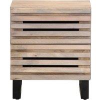 Berkfield Home Beautiful Bedside Cabinet 40x33x46 cm Solid Wood Bleached Mango in Light Tan | Size: 40 x 33 x 46 cm