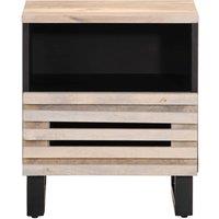 Berkfield Home Beautiful Bedside Cabinet 40x33x46 cm Solid Wood Bleached Mango in Light Tan | Size: 40 x 33 x 46 cm