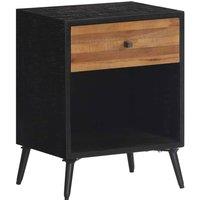 Berkfield Home Beautiful Bedside Cabinet 40x30x50 cm Solid Wood Teak in Black | Size: 40 x 30 x 50 cm