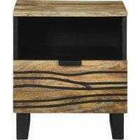 Berkfield Home Modern Bedside Cabinet - 40 x 33 x 46 cm, Solid Mango Wood in Brown | Size: 40 x 33 x 46 cm