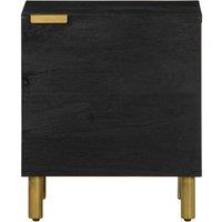 Berkfield Home Beautiful Bedside Cabinet Black 40x33x46 cm Solid Wood Mango | Size: 40 x 33 x 46 cm