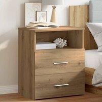 Berkfield Home Stylish Bedside Cabinet Artisan Oak 50x32x60cm Engineered Wood in Brown | Size: 50 x 32 x 60 cm