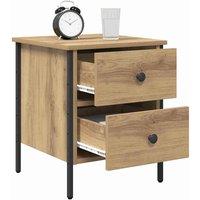 Berkfield Home Modern Bedside Cabinet Artisan Oak 40x42x50 cm Engineered Wood in Beige | Size: 40 x 42 x 50 cm