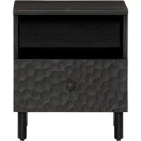 Berkfield Home Beautiful Bedside Cabinet Black 40x33x46 cm Solid Wood Mango | Size: 40 x 33 x 46 cm