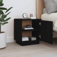 Berkfield Home Beautiful Bedside Cabinet Black 40x34x45 cm Solid Wood Pine | Size: 40 x 34 x 45 cm