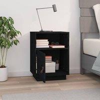 Berkfield Home Beautiful Bedside Cabinet Black 40x34x55 cm Solid Wood Pine | Size: 40 x 34 x 55 cm