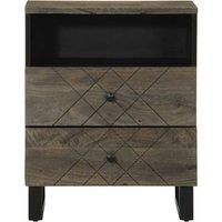 Berkfield Home Beautiful Bedside Cabinet Black 50x33x62 cm Solid Wood Mango | Size: 50 x 33 x 62 cm