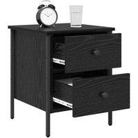 Berkfield Home Modern Bedside Cabinet Black Oak 40x42x50 cm Engineered Wood | Size: 40 x 42 x 50 cm