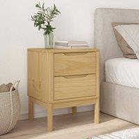 Berkfield Home Beautiful Bedside Cabinet FLORO Wax Brown 45x39x57 cm Solid Wood Pine in Light Brown | Size: 45 x 39 x 57 cm