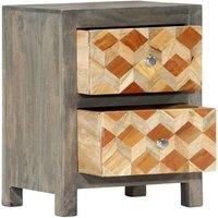 Berkfield Home Beautiful Bedside Cabinet Grey 40x30x50 cm Solid Mango Wood | Size: 40 x 30 x 50 cm