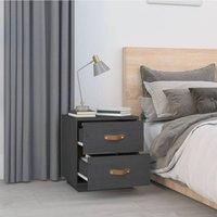 Berkfield Home Beautiful Bedside Cabinet Grey 40x34x45 cm Solid Wood Pine | Size: 40 x 34 x 45 cm