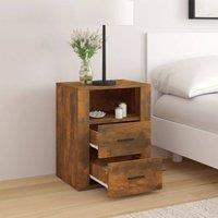 Berkfield Home Classic Bedside Cabinet Smoked Oak 50x36x60 cm Engineered Wood in Brown | Size: 50 x 36 x 60 cm