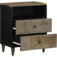 Berkfield Home Beautiful Bedside Cabinet Light Grey 50x33x60 cm Solid Wood Mango | Size: 50 x 33 x 60 cm