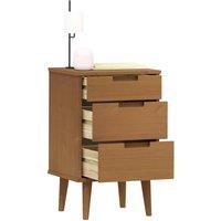 Berkfield Home Beautiful Bedside Cabinet MOLDE Brown 40x35x65 cm Solid Wood Pine | Size: 40 x 35 x 65 cm