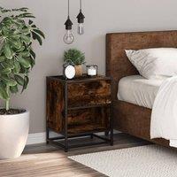 Berkfield Home Decorative Bedside Cabinet Smoked Oak 40x31x50 cm Engineered Wood in Brown | Size: 40 x 31 x 50 cm