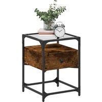 Berkfield Home Decorative Bedside Cabinet Smoked Oak 40x40x55 cm Engineered Wood in Brown | Size: 40 x 40 x 55 cm