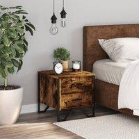 Berkfield Home Modern Bedside Cabinet Smoked Oak 40x41x40 cm Engineered Wood in Brown | Size: 40 x 41 x 40 cm