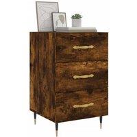 Berkfield Home Modern Bedside Cabinet Smoked Oak 40x40x66 cm Engineered Wood in Brown | Size: 40 x 40 x 66 cm