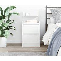 Berkfield Home Durable Bedside Cabinet with 2 Drawers White 38x34x80 cm | Size: 38 x 34 x 80 cm