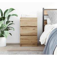 Berkfield Home Durable Bedside Cabinet with 3 Drawers Artisan Oak 39x35x65 cm in Brown | Size: 39 x 35 x 65 cm