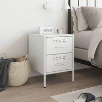 Berkfield Home Durable Bedside Cabinet White 36x39x50.5 cm Steel
