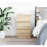 Berkfield Home Durable Bedside Cabinet with 3 Drawers Sonoma Oak 39x35x65 cm in Light Tan | Size: 39 x 35 x 65 cm