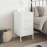 Berkfield Home Sturdy Bedside Cabinet White 36x39x68 cm Steel | Size: 36 x 39 x 68 cm