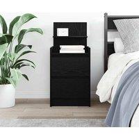 Berkfield Home Durable Bedside Cabinet with 2 Drawers Black 38x34x80 cm | Size: 38 x 34 x 80 cm