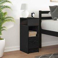 Berkfield Home Durable Bedside Cabinet with Drawer Black 25x31x66 cm | Size: 25 x 31 x 66 cm