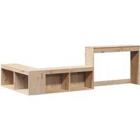 Berkfield Home Versatile Bedside Cabinet with Desk 232x122x75 cm Solid Wood Pine in Light Tan | Size: 232 x 122 x 75 cm