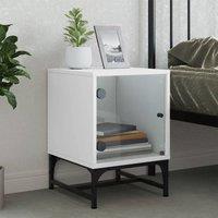 Berkfield Home Elegant Bedside Cabinet with Glass Door White 35x37x50 cm | Size: 35 x 37 x 50 cm