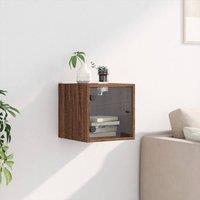 Berkfield Home Elegant Bedside Cabinet with Glass Door Brown Oak 35x37x35 cm | Size: 35 x 37 x 35 cm