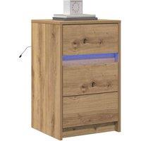 Berkfield Home Stunning Bedside Cabinet with LED Lights Artisan Oak Engineered Wood in Brown