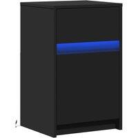 Berkfield Home Stylish Bedside Cabinet with LED Lights Black Engineered Wood