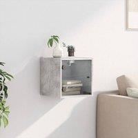 Berkfield Home Elegant Bedside Cabinet with Glass Door Concrete Grey 35x37x35 cm | Size: 35 x 37 x 35 cm
