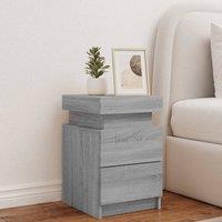 Berkfield Home Beautiful Bedside Cabinet with LED Lights Grey Sonoma 35x39x55 cm | Size: 35 x 39 x 55 cm