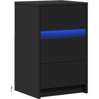 Berkfield Home Stylish Bedside Cabinet with LED Lights Black Engineered Wood