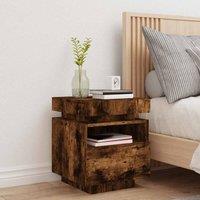 Berkfield Home Decorative Bedside Cabinet with LED Lights Smoked Oak 40x39x48.5 cm in Brown