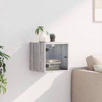 Berkfield Home Elegant Bedside Cabinet with Glass Door Grey Sonoma 35x37x35 cm | Size: 35 x 37 x 35 cm