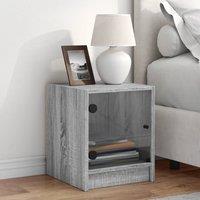 Berkfield Home Elegant Bedside Cabinet with Glass Door Grey Sonoma 35x37x42 cm | Size: 35 x 37 x 42 cm
