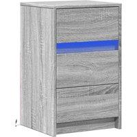 Berkfield Home Stylish Bedside Cabinet with LED Lights Grey Sonoma Engineered Wood