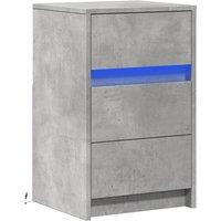 Berkfield Home Stylish Bedside Cabinet with LED Lights Concrete Grey Engineered Wood